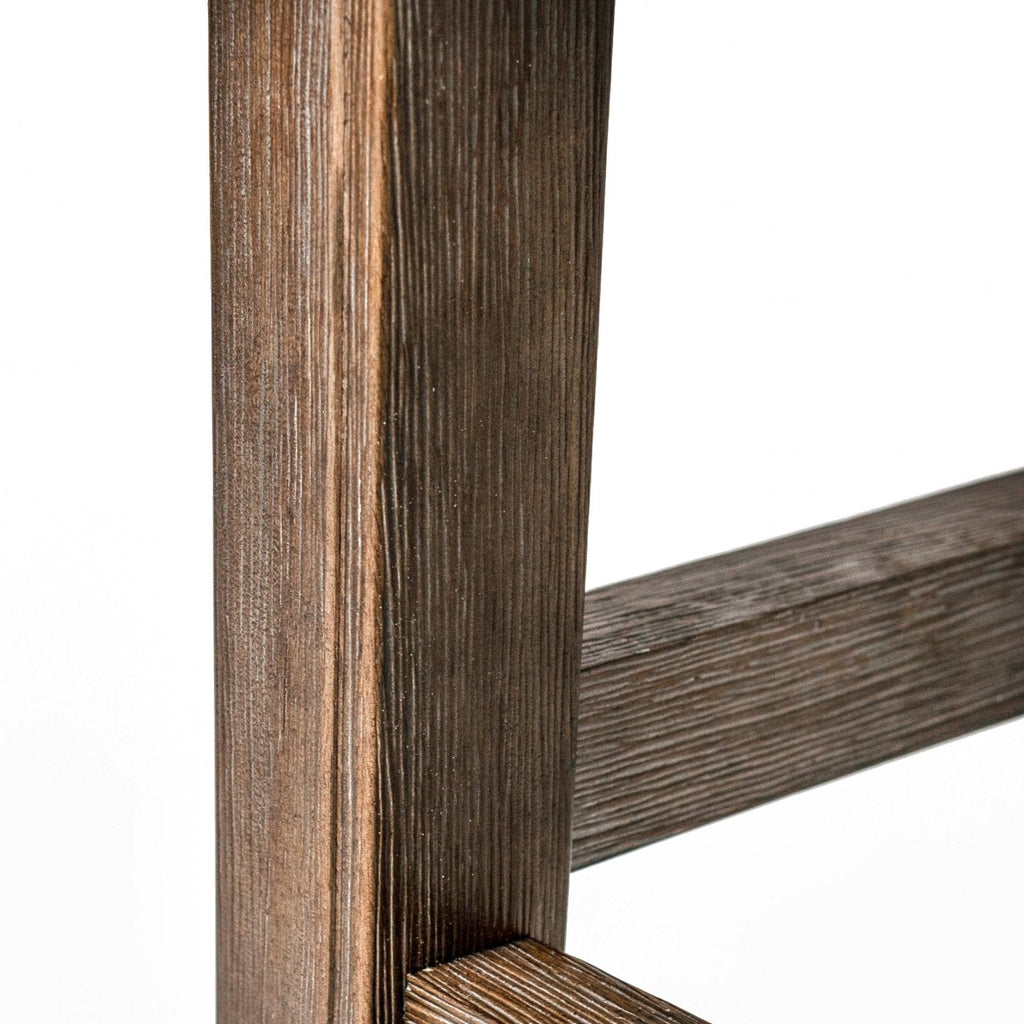 Adrien Saddle Counter Stool in Brown Finish with Grey Fabric