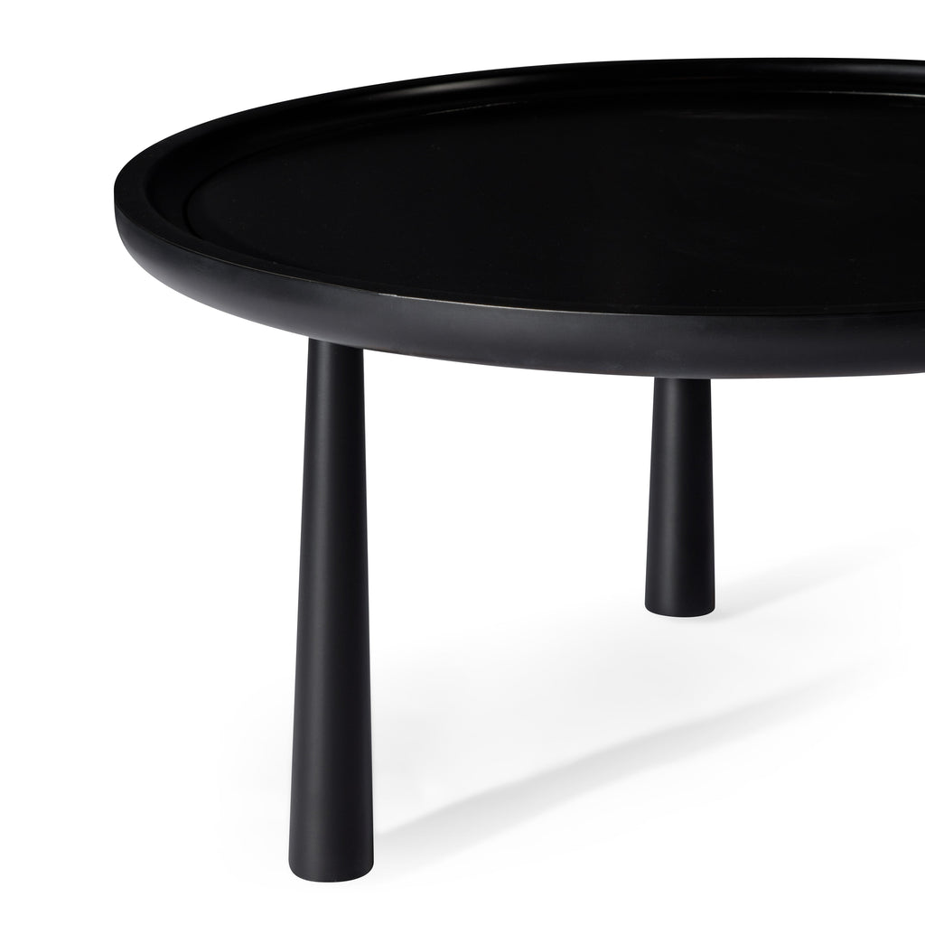 Sonia Rustic Wooden Nesting Coffee Tables in Black Finish