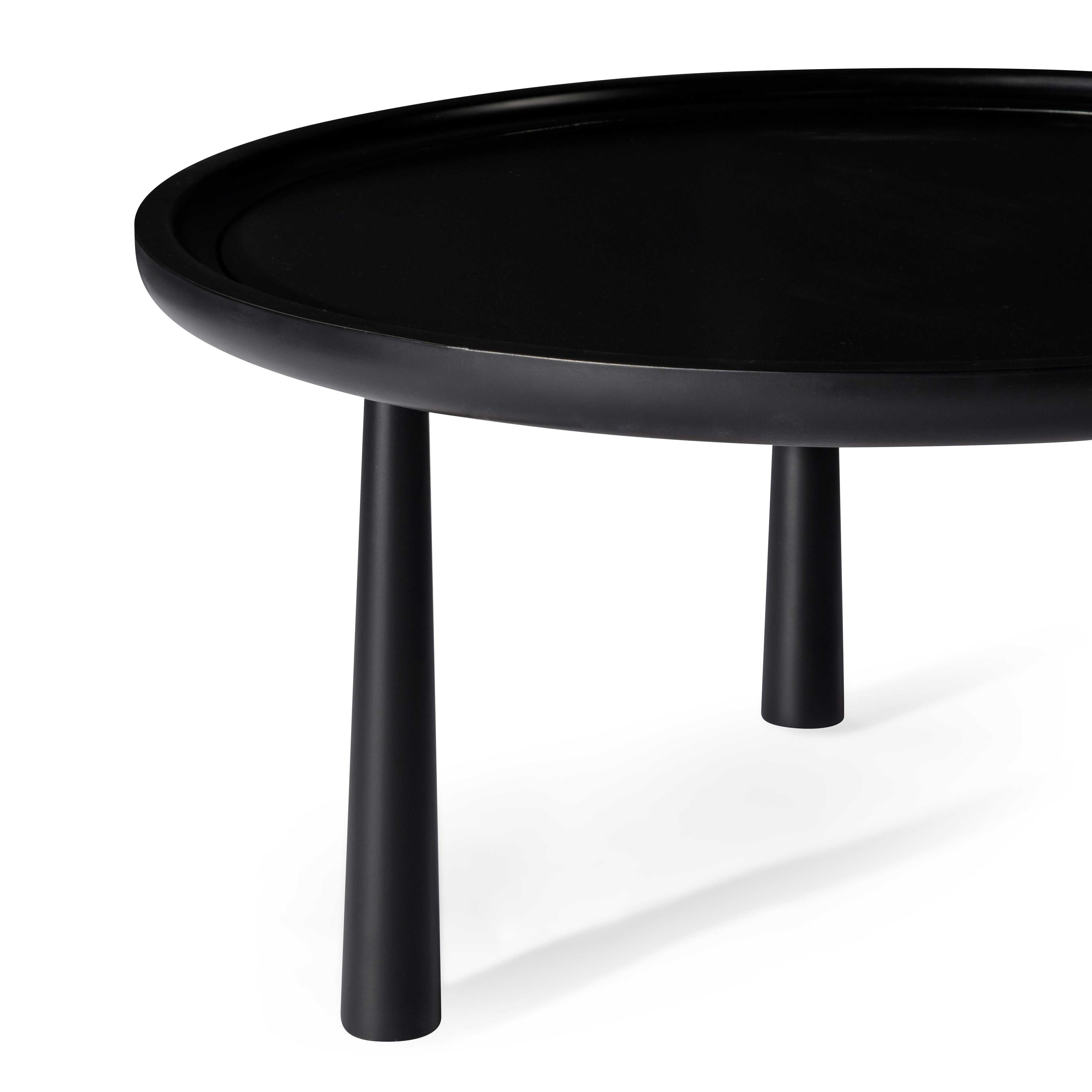 Sonia Rustic Wooden Nesting Coffee Tables in Black Finish