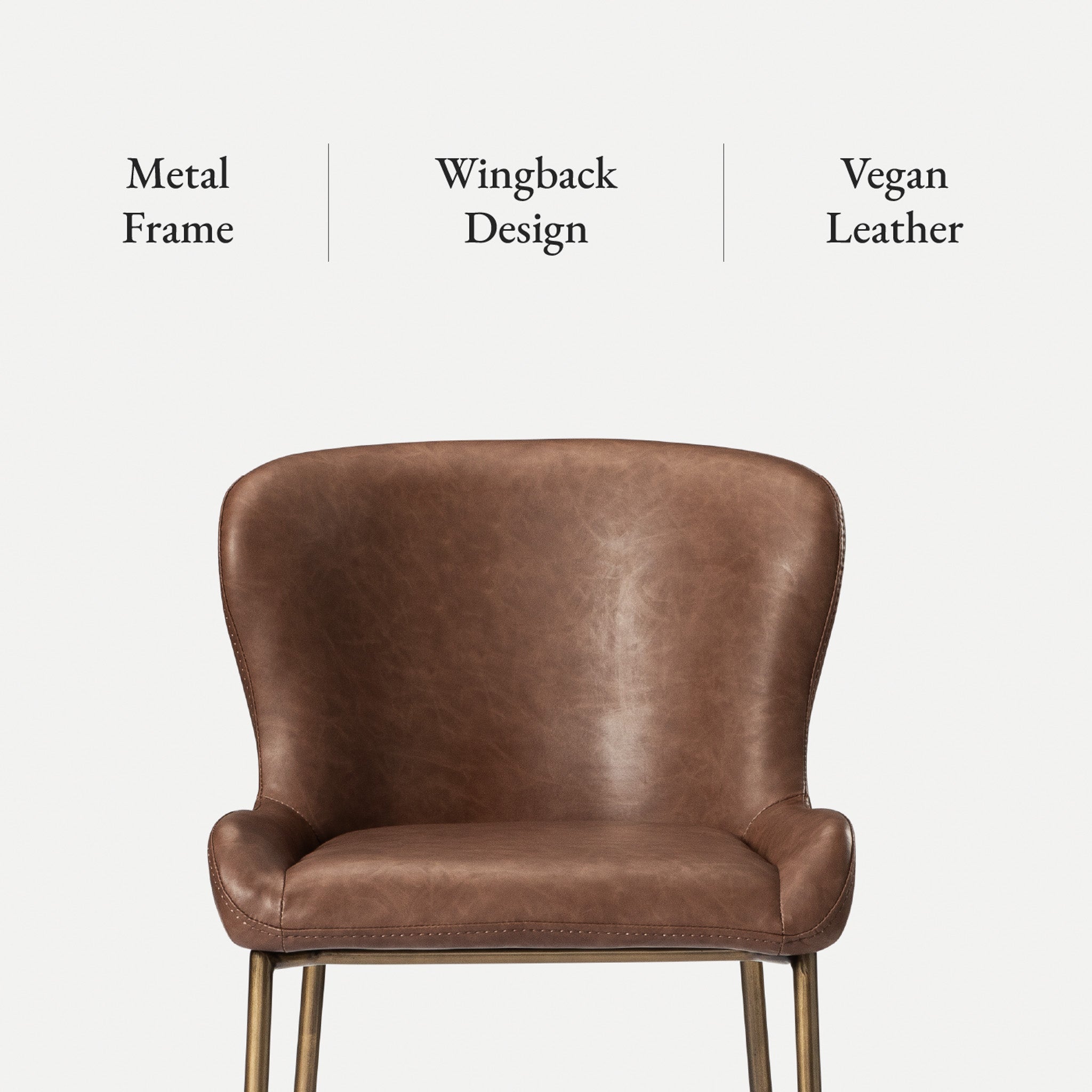 Naomi Counter Stool in Aged Gold Finish with Brown Faux Leather