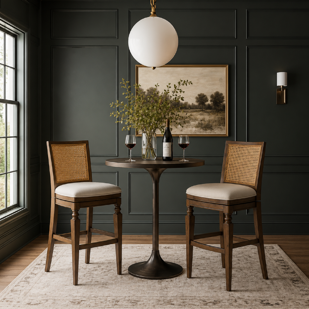 Sonoma Swivel Bar Stool in Brown Finish and Beige Fabric