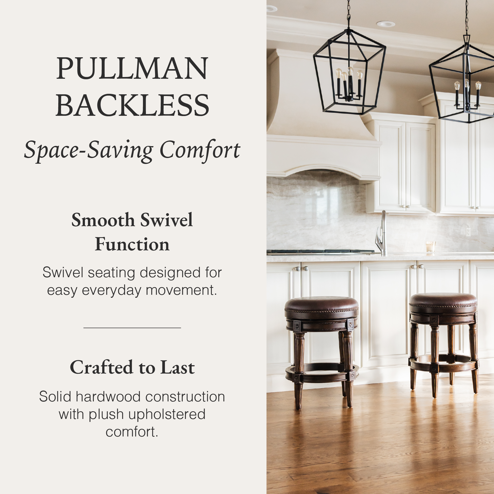 Pullman Backless Counter Stool in Dark Brown Finish with Brown Faux Leather